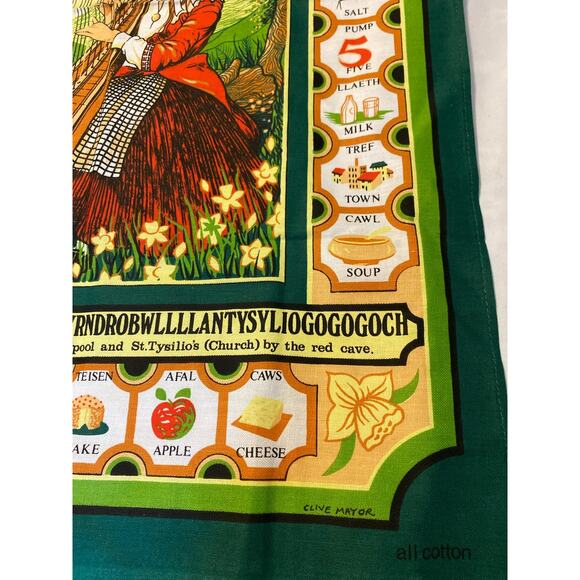 Welsh language Cotton decor Banner Tea towel wall hanging Clive Mayor Stow Green - Picture 8 of 8